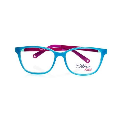 Óculos de Grau Infantil Silmo Kids SK-3106 TEAL 50 Silicone Azul e Rosa