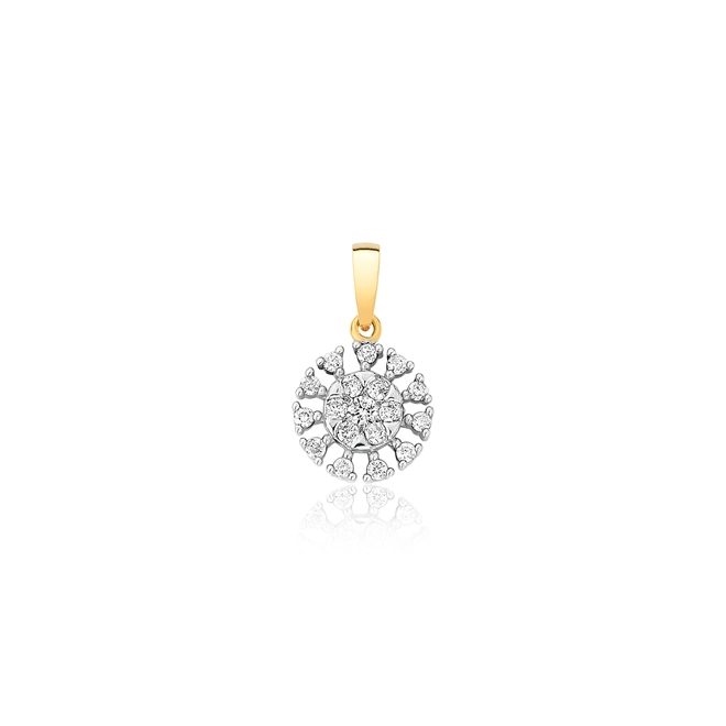 Pingente Chuveiro ouro 18k flor com 13pts de Diamantes 1
