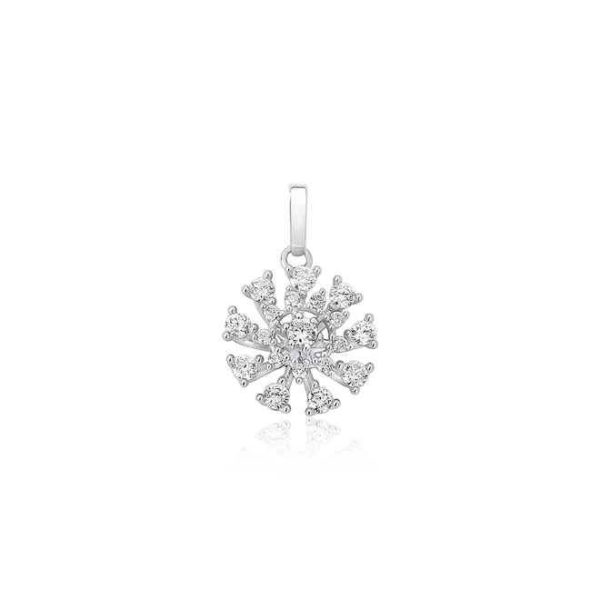 Pingente chuveiro em ouro branco 18k flor com 25,5pts de Diamantes 1