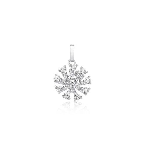 Pingente chuveiro em ouro branco 18k flor com 25,5pts de Diamantes