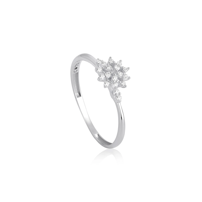Anel chuveiro em ouro branco 18k estrela com 10pts de Diamantes 1