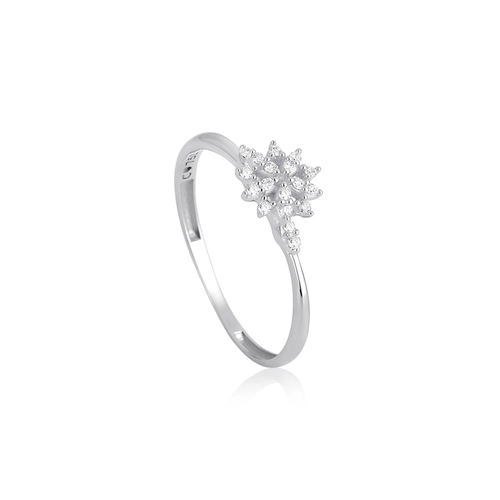 Anel chuveiro em ouro branco 18k estrela com 10pts de Diamantes