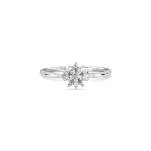 Anel chuveiro em ouro branco 18k estrela com 10pts de Diamantes