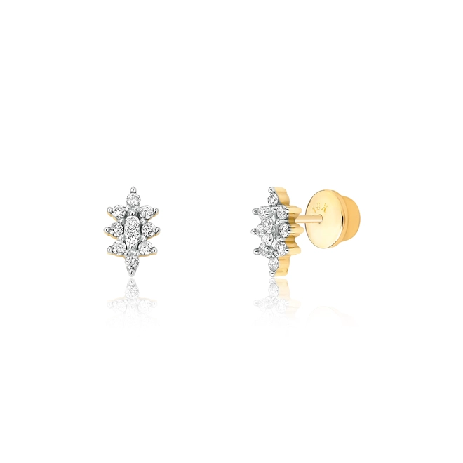 Brinco Stud solitário ouro 18k com Diamantes (16PTS) 1