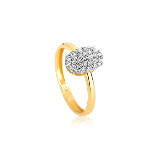 Anel geométrico oval ouro 18k com 27,5pts de Diamantes 1