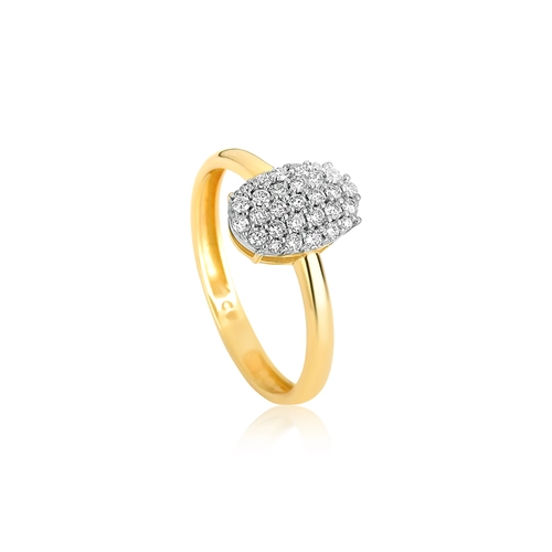Anel geométrico oval ouro 18k com 27,5pts de Diamantes