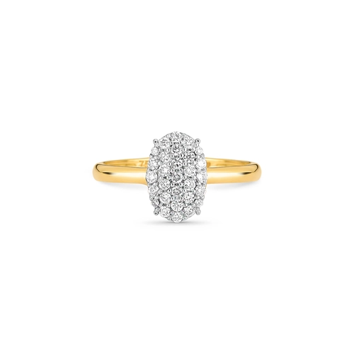 Anel geométrico oval ouro 18k com 27,5pts de Diamantes