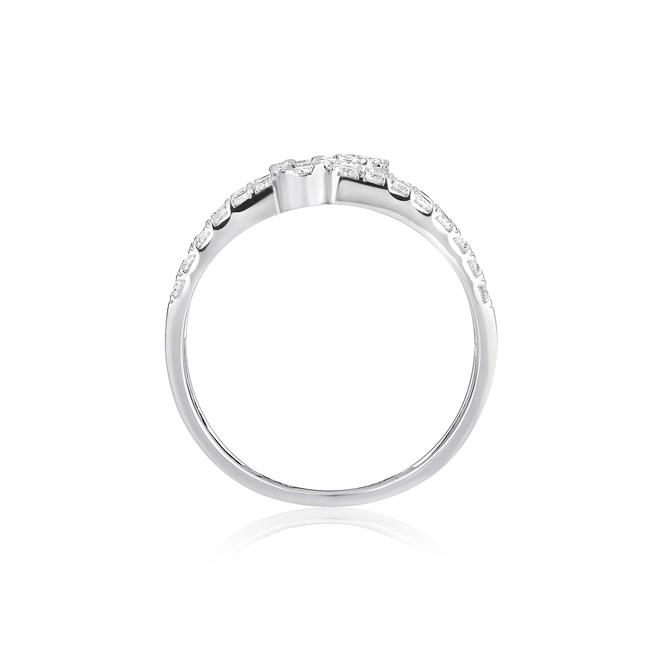 Anel aro duplo assimétrico em ouro branco 18k cravejado de 53pts de Diamantes 3