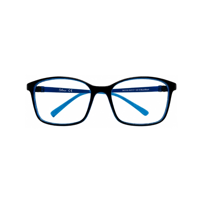 Óculos de Grau Infantil Silmo Kids SK-3103 BLUE/BLACK 53 Silicone Preto e Azul 1