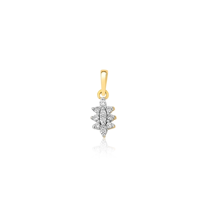 Pingente geométrico em ouro 18k solitário com 8pts de Diamantes 1