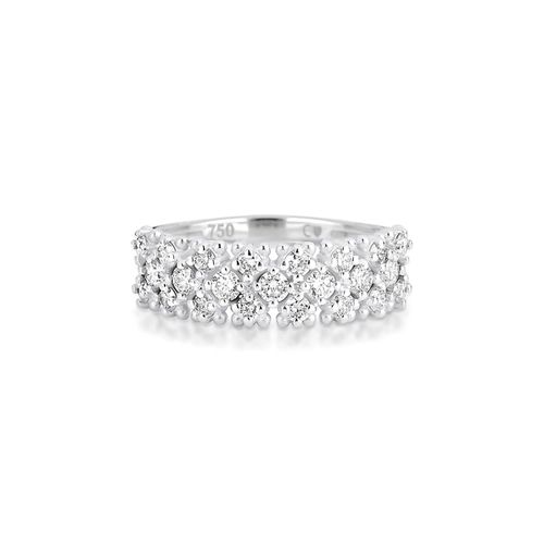 Anel aparador aro triplo ouro branco 18k cravejado com 83pts de Diamantes