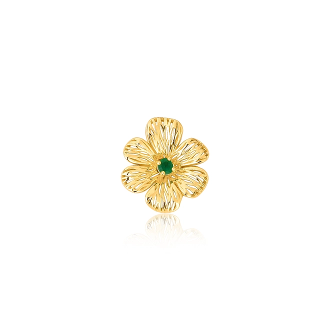 Pingente Printemps flor filigrana ouro 18k miolo 3pts de Esmeralda 1