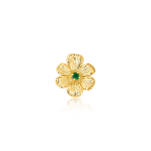 Pingente Printemps flor filigrana ouro 18k miolo 3pts de Esmeralda