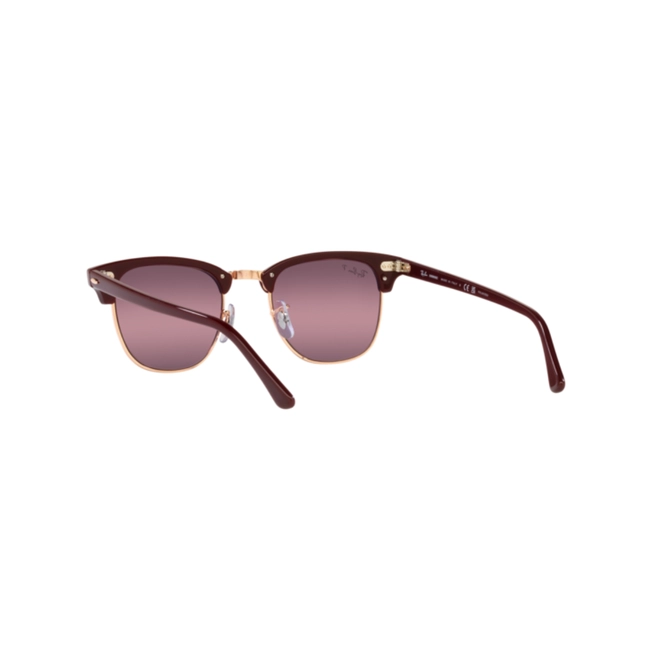 Óculos de Sol Ray-Ban Clubmaster 0RB3016 1365G955 Acetato Bordô com lentes na cor Dourado e Vermelho Chromance 5