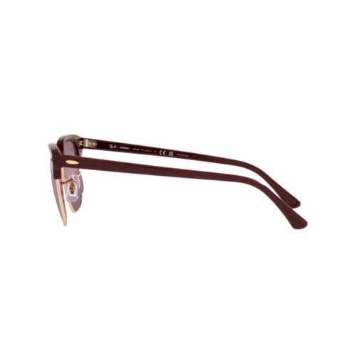 Óculos de Sol Ray-Ban Clubmaster 0RB3016 1365G955 Acetato Bordô com lentes na cor Dourado e Vermelho Chromance