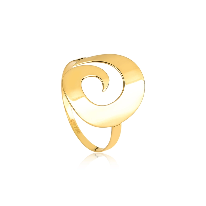 Anel geométrico em ouro 18k espiral polido 1
