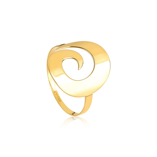 Anel geométrico em ouro 18k espiral polido