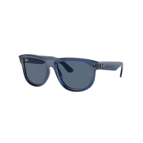 Óculos de Sol Ray-Ban Boyfriend Reverse 0RBR0501S 67083A56 Acetato Azul Transparente com lentes na cor Azul