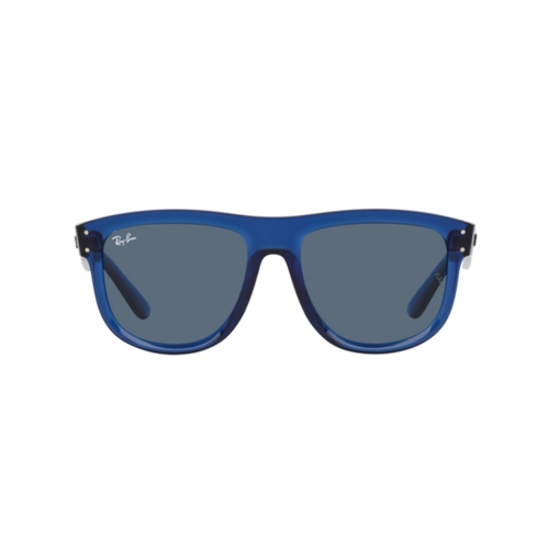 Óculos de Sol Ray-Ban Boyfriend Reverse 0RBR0501S 67083A56 Acetato Azul Transparente com lentes na cor Azul
