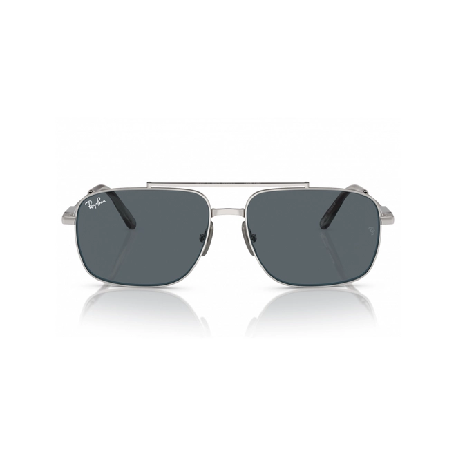 Óculos de Sol Ray-Ban Michael Titanium 0RB8096 9209R559 Titânio Prata com lentes na cor Azul 2