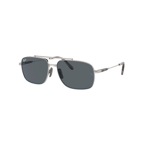 Óculos de Sol Ray-Ban Michael Titanium 0RB8096 9209R559 Titânio Prata com lentes na cor Azul