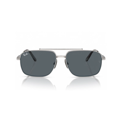 Óculos de Sol Ray-Ban Michael Titanium 0RB8096 9209R559 Titânio Prata com lentes na cor Azul
