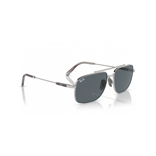 Óculos de Sol Ray-Ban Michael Titanium 0RB8096 9209R559 Titânio Prata com lentes na cor Azul