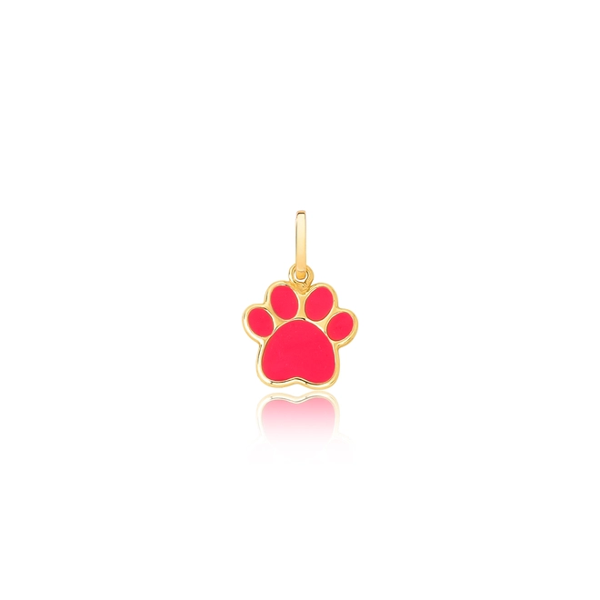 Pingente Pets em ouro 18k patinha esmaltada rosa 1