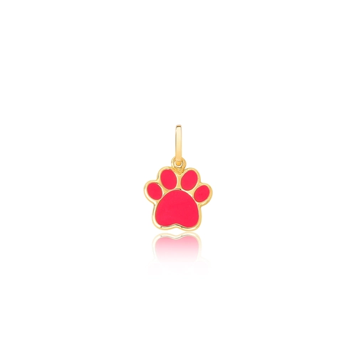 Pingente Pets em ouro 18k patinha esmaltada rosa