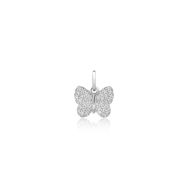 Pingente infantil borboleta em ouro branco 18k com Zircônias brancas 1