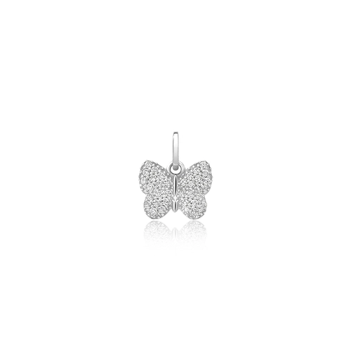 Pingente infantil borboleta em ouro branco 18k com Zircônias brancas