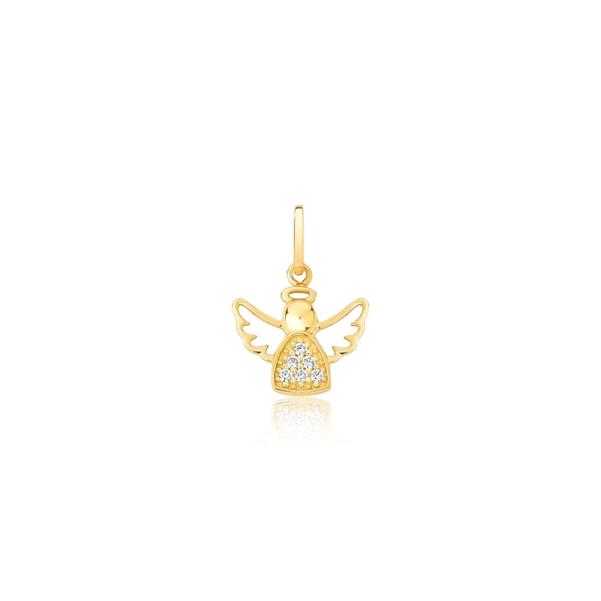 Pingente infantil anjo em ouro 18k com Zircônias brancas 1