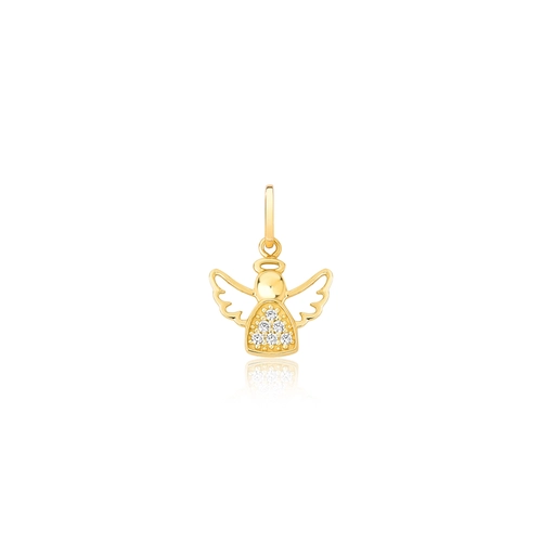 Pingente infantil anjo em ouro 18k com Zircônias brancas