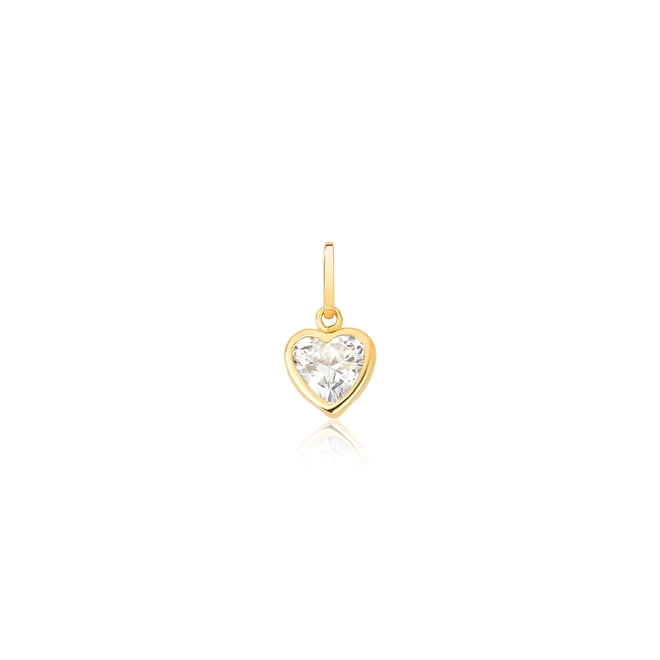 Pingente infantil coração em ouro 18k com Zircônia branca 1