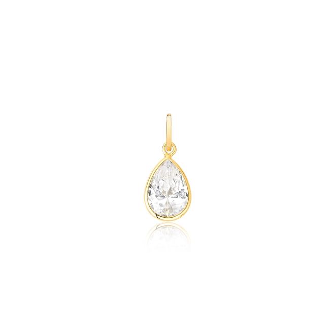 Pingente infantil em ouro 18k gota de Zircônia branca 1