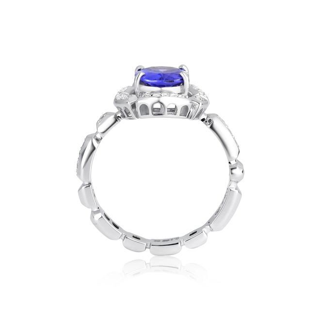 Anel Colosseo de Tanzanita oval em ouro branco 18k módulos articuladas com 16pts de Diamantes 3