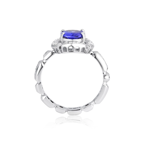 Anel Colosseo de Tanzanita oval em ouro branco 18k módulos articuladas com 16pts de Diamantes