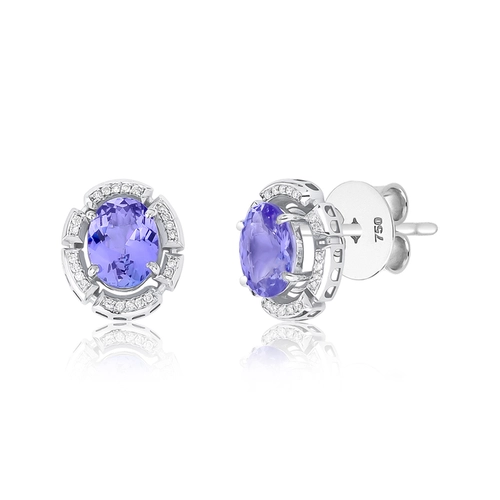 Brinco Colosseo de Tanzanita oval em ouro branco 18k módulos articuladas com 13pts de Diamantes