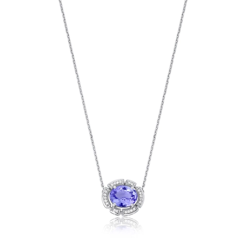 Gargantilha Colosseo pingente Tanzanita em ouro branco 18k módulos articuladas com Diamantes