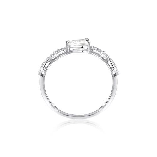 Anel Lacrima aparador em ouro branco 18k quatro lágrimas 12pts de Diamantes e gota de Topázio branco