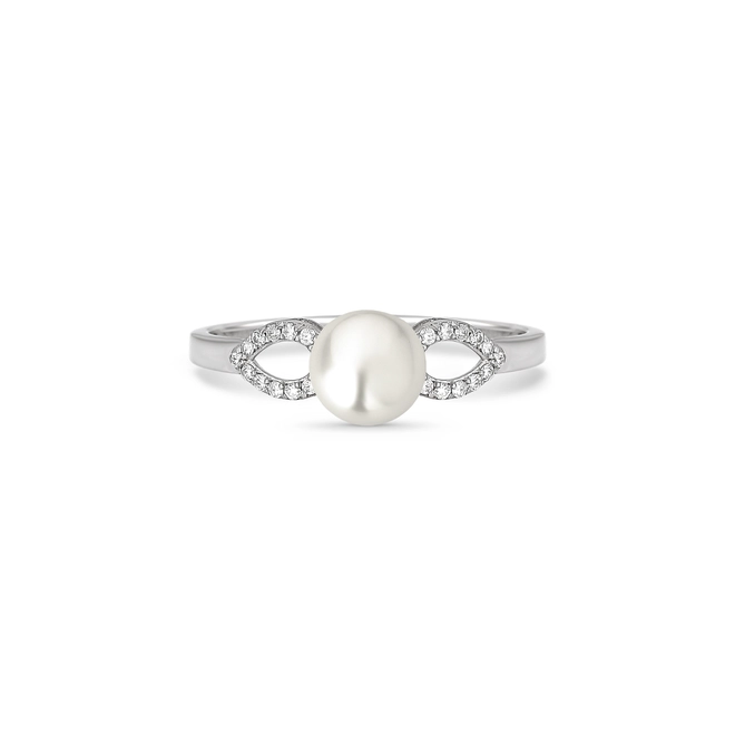 Anel Lacrima em ouro branco 18k lágrimas 8pts de Diamantes com Pérola Cultivada 2