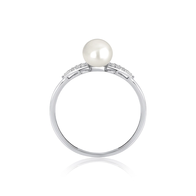 Anel Lacrima em ouro branco 18k lágrimas 8pts de Diamantes com Pérola Cultivada 3