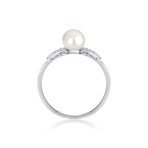 Anel Lacrima em ouro branco 18k lágrimas 8pts de Diamantes com Pérola Cultivada
