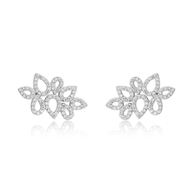 Brinco Lacrima Ear Cuff em ouro branco 18k ramo de lágrimas com 49pts de Diamantes 1