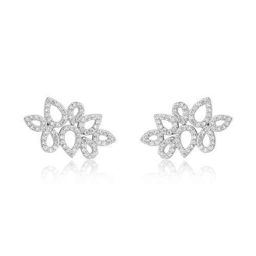 Brinco Lacrima Ear Cuff em ouro branco 18k ramo de lágrimas com 49pts de Diamantes