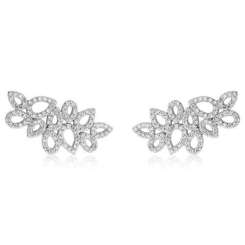 Brinco Lacrima Ear Cuff em ouro branco 18k lágrimas com 66pts de Diamantes