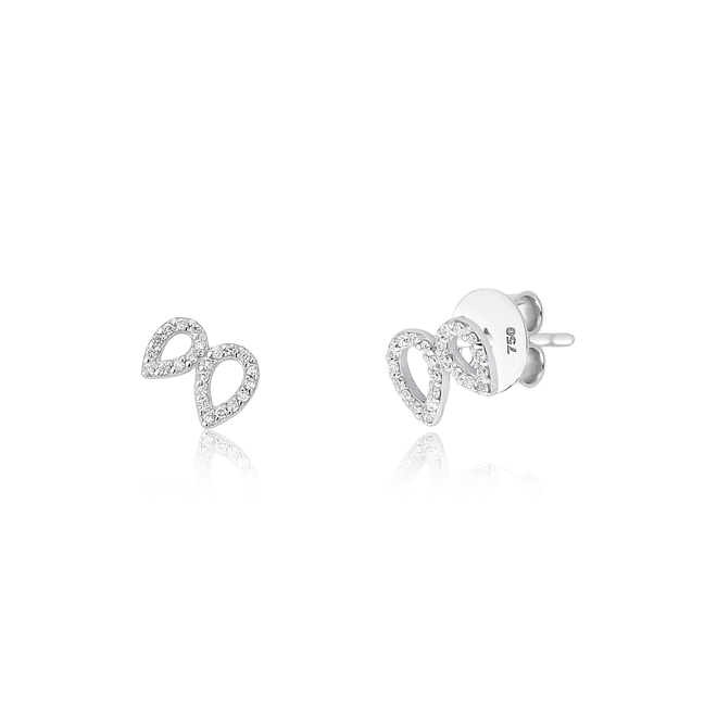 Brinco Lacrima Stud em ouro branco 18k lágrimas com 14pts de Diamantes 1