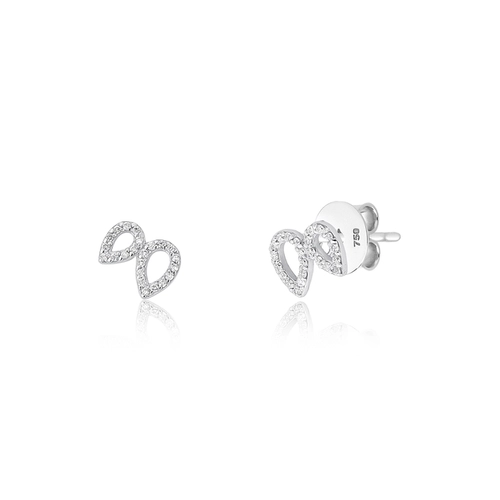 Brinco Lacrima Stud em ouro branco 18k lágrimas com 14pts de Diamantes