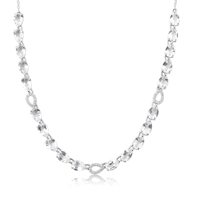 Gargantilha Lacrima em ouro branco 18k lágrimas com 12pts de Diamantes e gotas de Topázio Branco 1