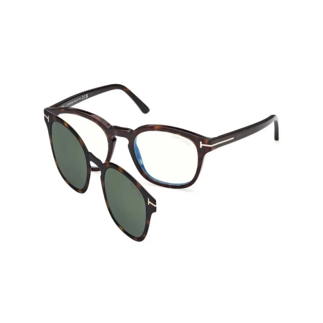 Óculos de Grau Tom Ford FT5532-B_5252N Acetato Marrom Mesclado com Clip-On na cor Verde 1